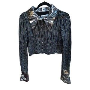 Ronni Nicole Vintage Crop Button Up Shimmer Sparkle Size 6p
